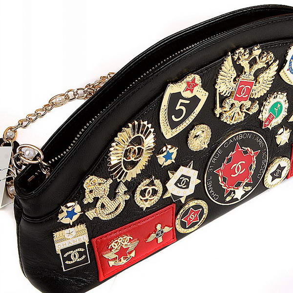 Fake Chanel Romanov A47369 Black Lambskin Clutch Bag On Sale